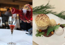 A pour at Chateau Chantal and tiramisu with mushroom ice cream from Veritas Estate.